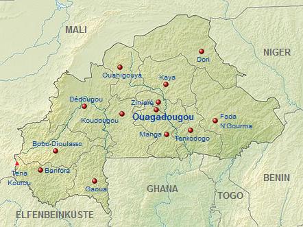 Karte von Burkina Faso (c) Uwe Dedering